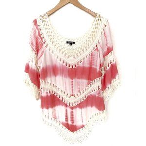 PAPERMOON Pink Tie Dye Crochet Boho Tunic M